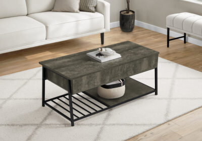 COFFEE TABLE - 42"L / LIFT-TOP DARK BRONZE / BLACK METAL