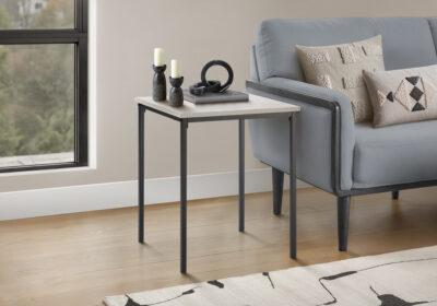 ACCENT TABLE - 22"H / WASHED OAK / BLACK METAL