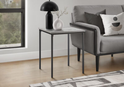 ACCENT TABLE - 22"H / GREY / BLACK METAL