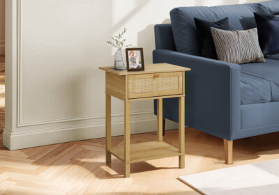 ACCENT TABLE - 24"H / NATURAL / NATURAL DRAWER