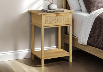 ACCENT TABLE - 24"H / NATURAL / NATURAL DRAWER