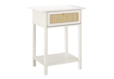 ACCENT TABLE - 24"H / WHITE / NATURAL DRAWER