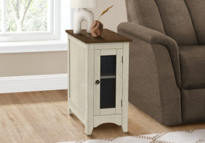 ACCENT TABLE - 24"H / ANTIQUE WHITE / ESPRESSO VENEER