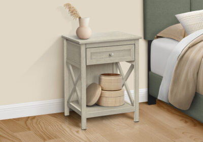 ACCENT TABLE - 25"H / ANTIQUE WHITE VENEER END TABLE