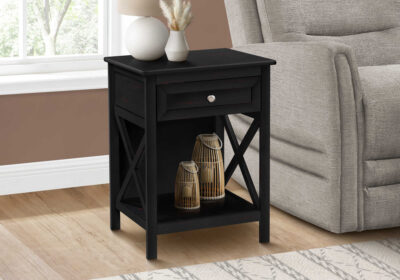 ACCENT TABLE - 25"H / BLACK VENEER END TABLE