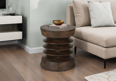 ACCENT TABLE - 25"H / WALNUT INDOOR OR OUTDOOR
