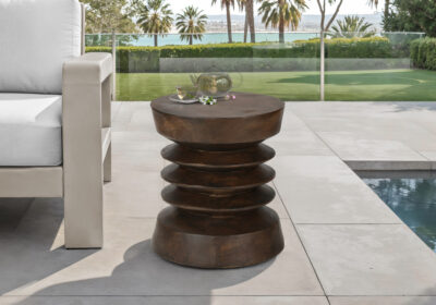 ACCENT TABLE - 25"H / WALNUT INDOOR OR OUTDOOR