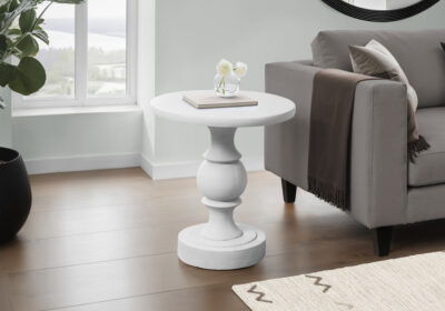 ACCENT TABLE - 25"H / WHITE INDOOR OR OUTDOOR