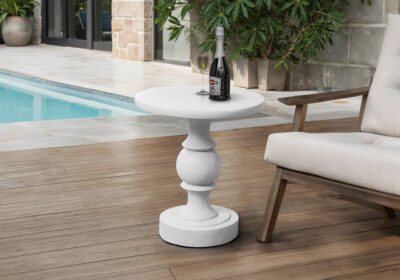 ACCENT TABLE - 25"H / WHITE INDOOR OR OUTDOOR