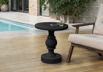 ACCENT TABLE - 25"H / BLACK INDOOR OR OUTDOOR