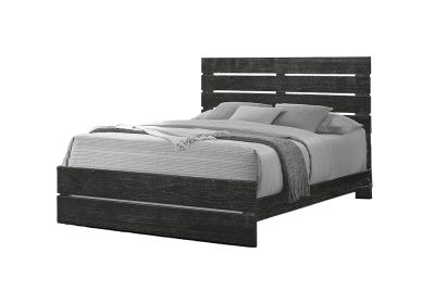 BEDROOM SET - QUEEN SIZE BED / GRAPHITE GREY WOOD FINISH