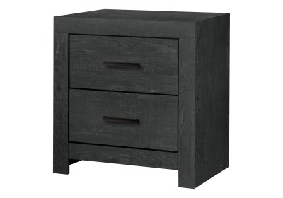 BEDROOM SET - 2 DRAWER NIGHTSTAND / GRAPHITE GREY WOOD