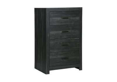 BEDROOM SET - 4 DRAWER CHEST / GRAPHITE GREY WOOD FINISH