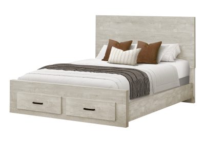 BEDROOM SET - QUEEN SIZE BED / BLEACHED OAK FINISH 2 DRAWERS