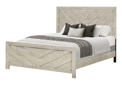 BEDROOM SET - QUEEN SIZE BED / BLEACHED OAK FINISH