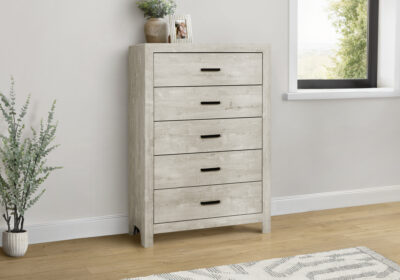 BEDROOM SET - 5 DRAWER CHEST / BLEACHED OAK FINISH