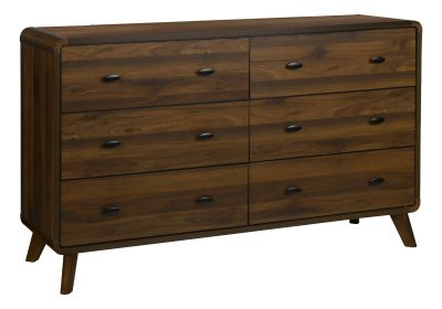 BEDROOM SET - 6 DRAWER DRESSER / WALNUT FINISH