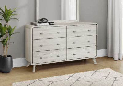 BEDROOM SET - 6 DRAWER DRESSER / GREY OAK FINISH