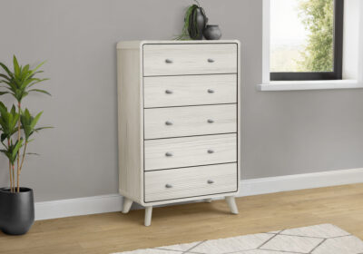 BEDROOM SET - 5 DRAWER CHEST / GREY OAK FINISH