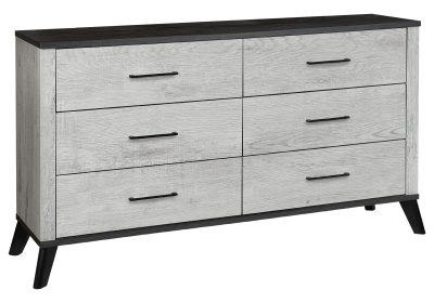 BEDROOM SET - 6 DRAWER DRESSER / GREY RECLAIMED / GRAPHITE