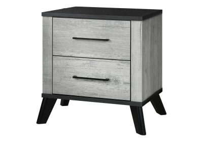 BEDROOM SET - 2 DRAWER NIGHTSTAND/ GREY RECLAIMED / GRAPHITE