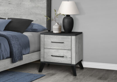 BEDROOM SET - 2 DRAWER NIGHTSTAND/ GREY RECLAIMED / GRAPHITE