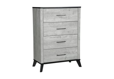 BEDROOM SET - 4 DRAWER CHEST / GREY RECLAIMED / GRAPHITE
