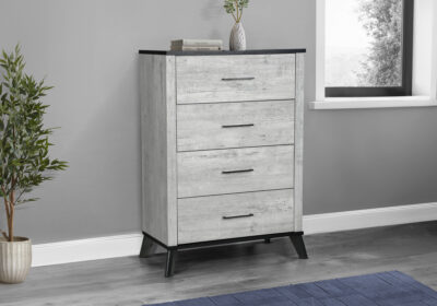 BEDROOM SET - 4 DRAWER CHEST / GREY RECLAIMED / GRAPHITE