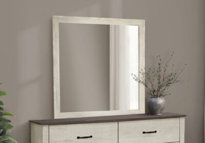 BEDROOM SET - WALL MIRROR / BLEACHED OAK FINISH / OAK TOP