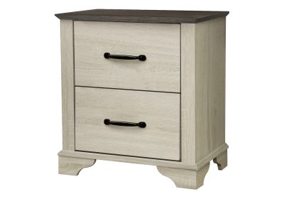 BEDROOM SET - 2 DRAWER NIGHTSTAND / BLEACHED OAK / OAK TOP