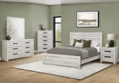 BEDROOM SET - QUEEN SIZE BED / GREY RECLAIMED