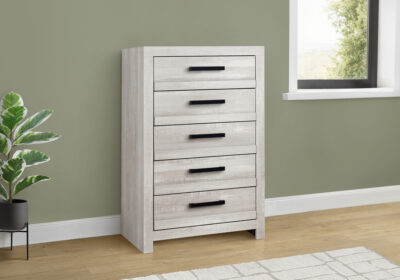 BEDROOM SET - 5 DRAWER CHEST / GREY RECLAIMED