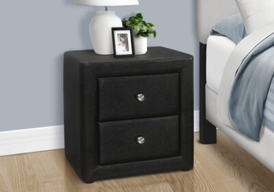 NIGHTSTAND - 21"H / BLACK LEATHER-LOOK