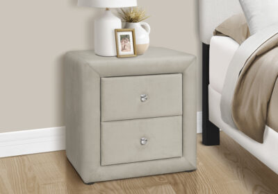 NIGHTSTAND - 21"H / LIGHT GREY VELVET
