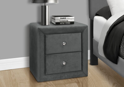 NIGHTSTAND - 21"H / DARK GREY VELVET