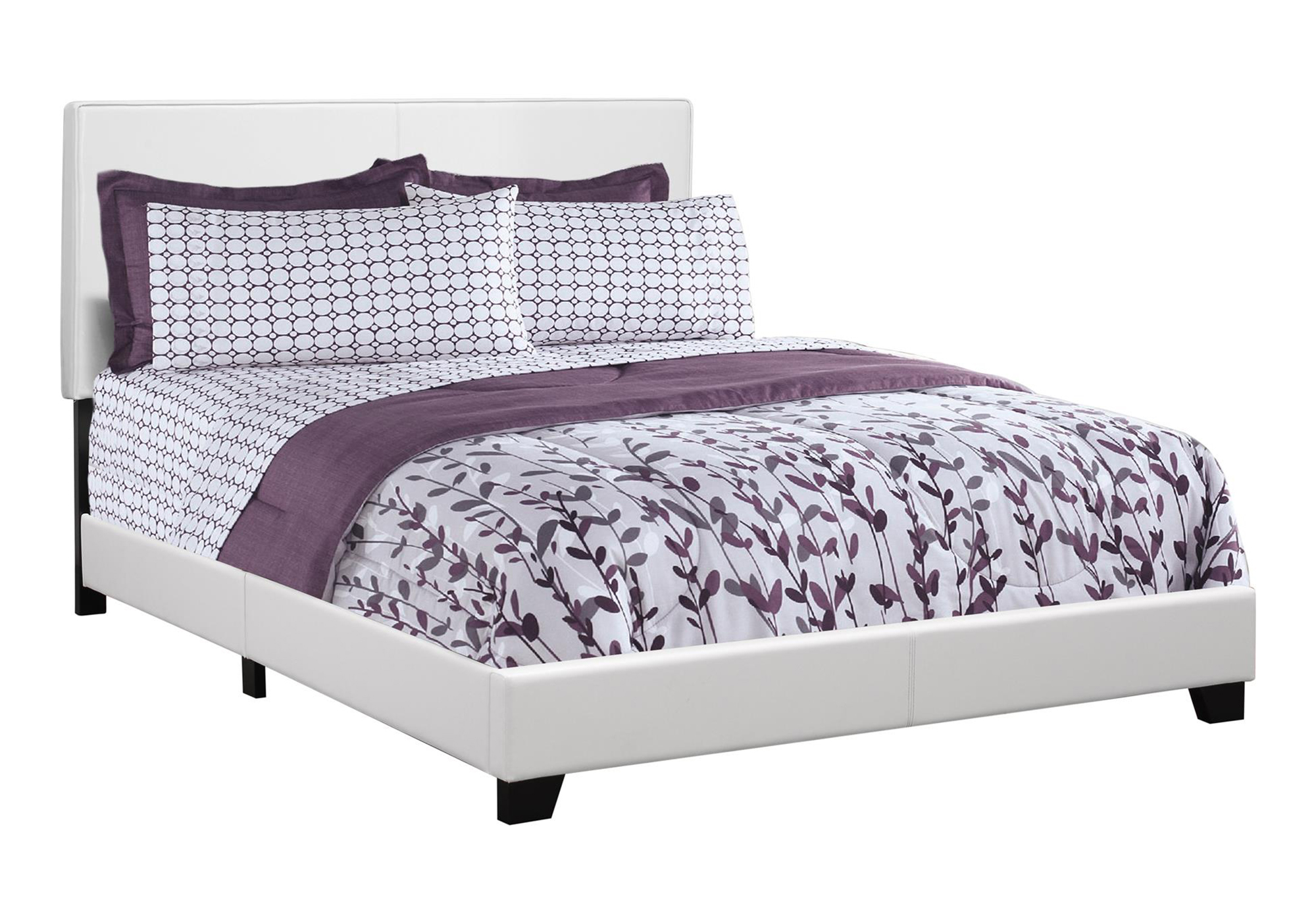 BED - QUEEN SIZE / WHITE LEATHER-LOOK - Image 2