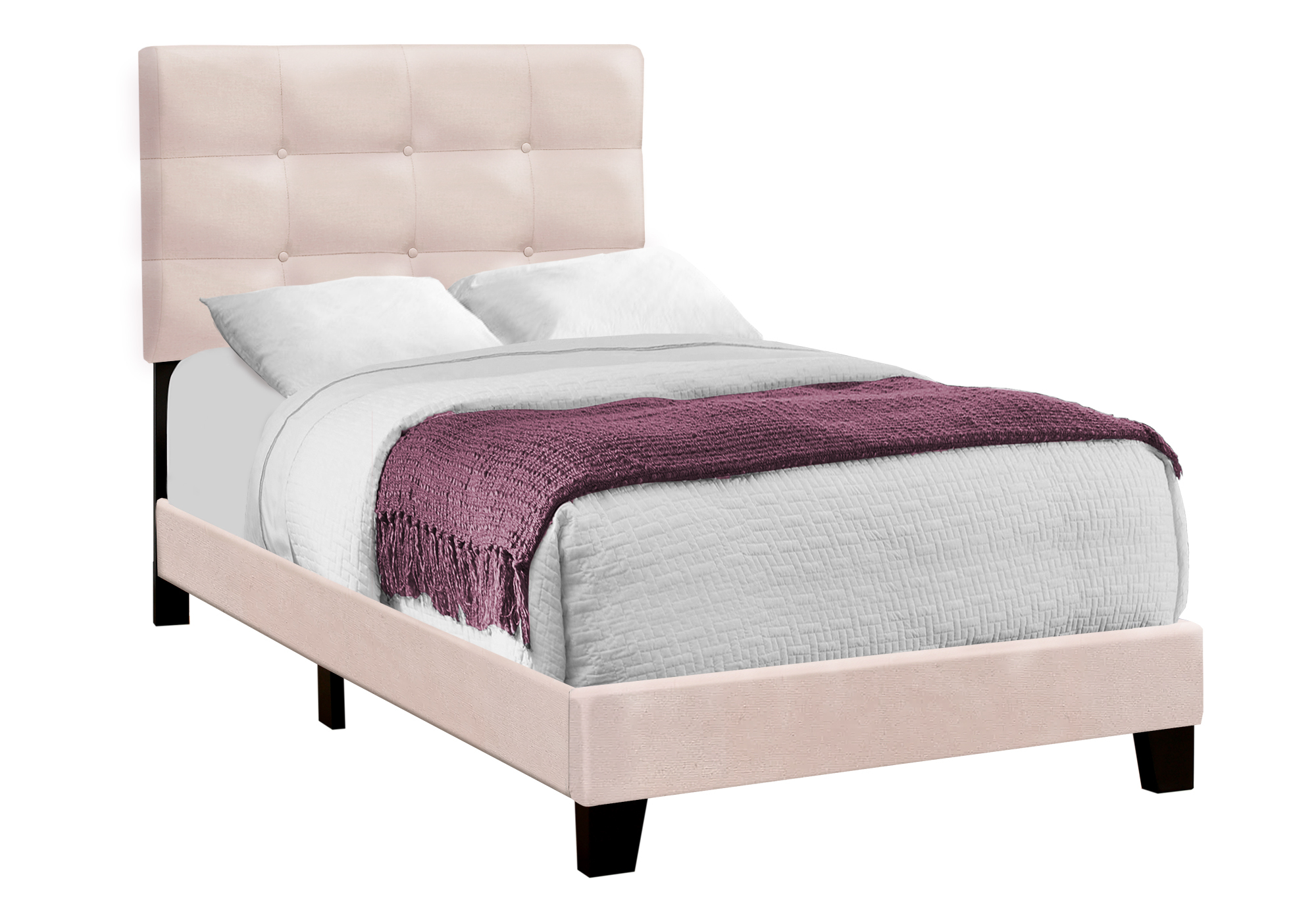 BED - TWIN SIZE / PINK VELVET - Image 2