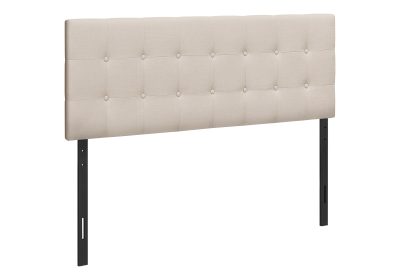 BED - QUEEN SIZE / BEIGE LINEN HEADBOARD ONLY