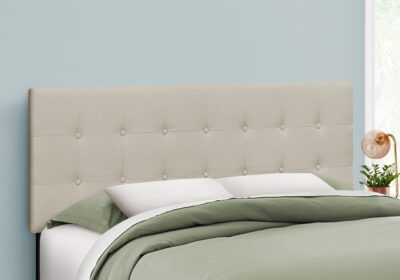 BED - QUEEN SIZE / BEIGE LINEN HEADBOARD ONLY
