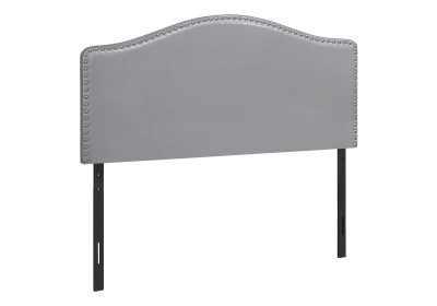 BED - FULL SIZE / GREY LEATHER-LOOK HEADBOARD ONLY