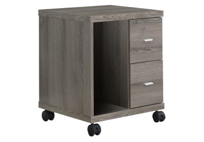 OFFICE CABINET - DARK TAUPE WITH 2 DRAWERS ON CASTORS