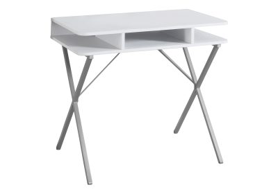 COMPUTER DESK - 31"L / WHITE TOP / SILVER METAL