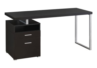 COMPUTER DESK - 60"L / ESPRESSO / SILVER METAL