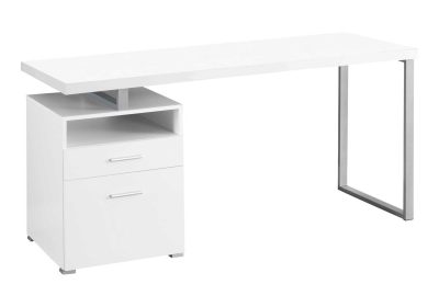 COMPUTER DESK - 60"L / WHITE / SILVER METAL