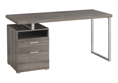 COMPUTER DESK - 60"L / DARK TAUPE / SILVER METAL