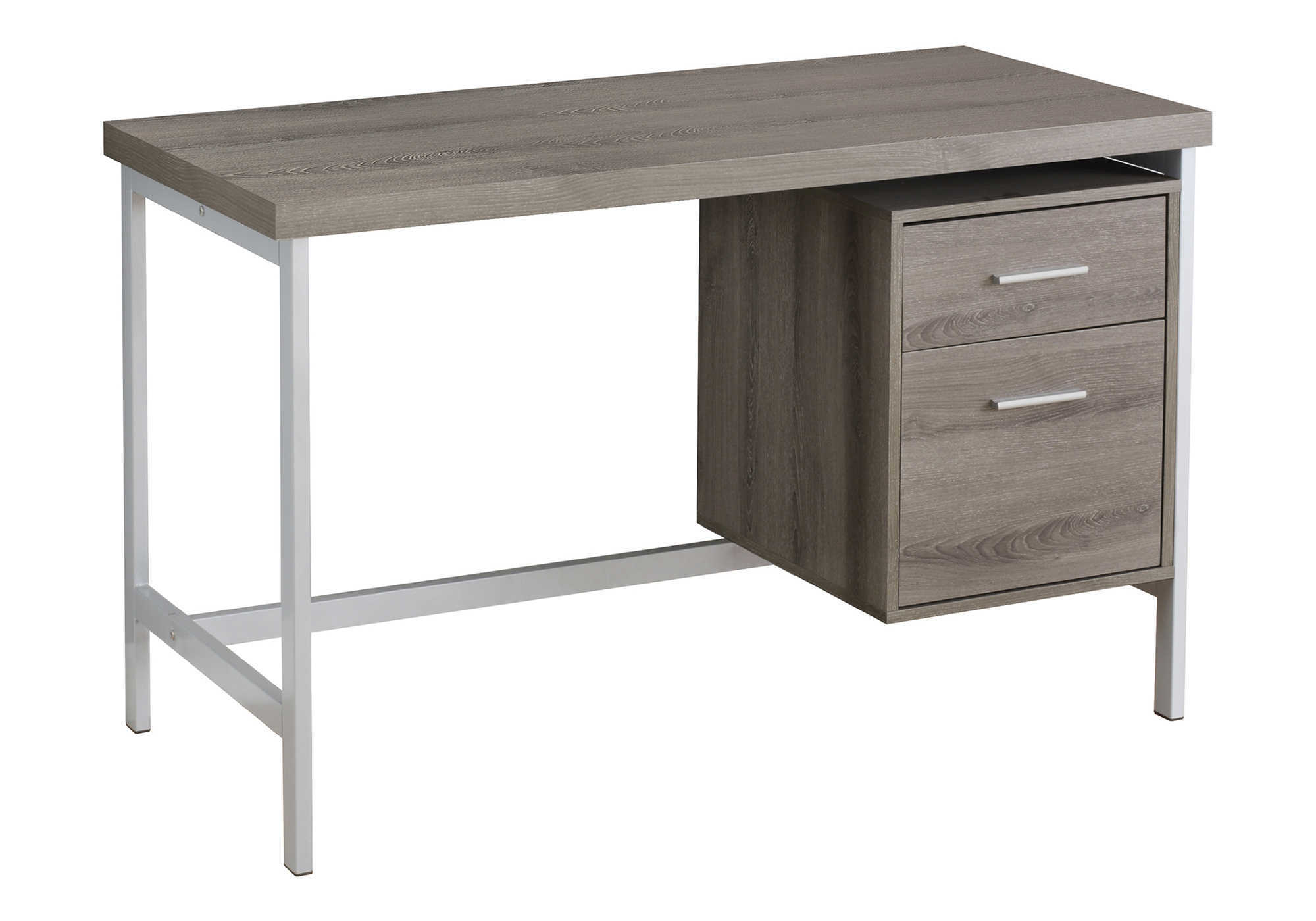 COMPUTER DESK - 48"L / DARK TAUPE / SILVER METAL - Image 2