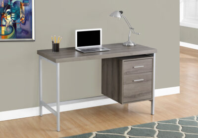 COMPUTER DESK - 48"L / DARK TAUPE / SILVER METAL