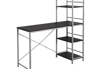 COMPUTER DESK - 48"L / ESPRESSO TOP / SILVER METAL