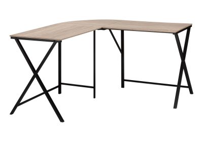 COMPUTER DESK - 55"L / DARK TAUPE TOP/ BLACK METAL CORNER
