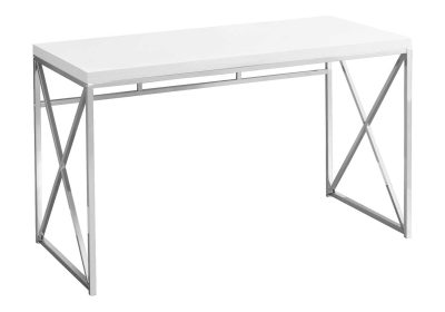 COMPUTER DESK - 48"L / GLOSSY WHITE / CHROME METAL